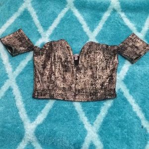 Charlotte Russe off-the-shoulder metallic crop top